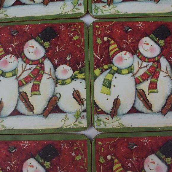 Vintage Seagull Studios Holiday Snowmen Coasters Set of 6 Design by Susan Winget - Picture 5 of 12